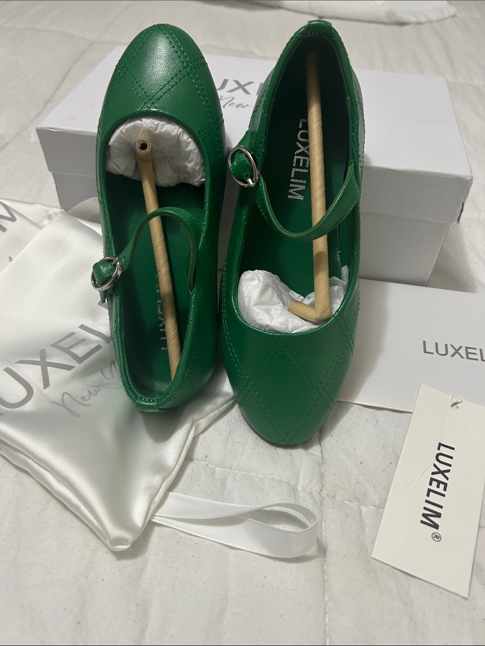 Girls' Green Quilted Luxelim Dress Shoes with Adjustable Strap